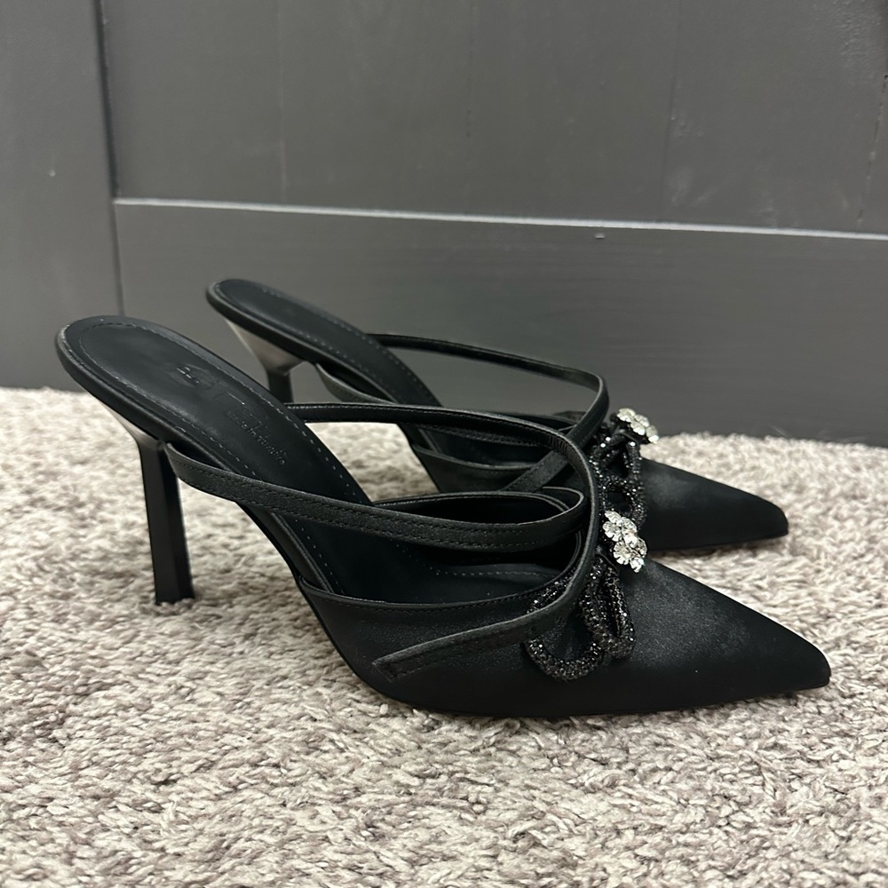 Black Satin Double Bow Heels size 9